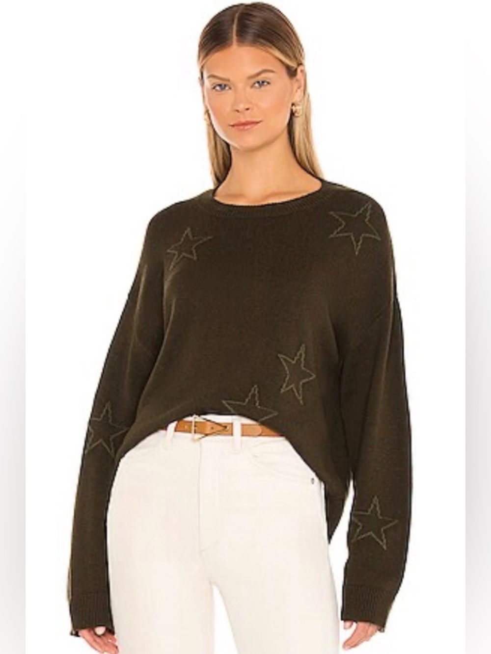 Rails Perci Star Sweater in Olive Green